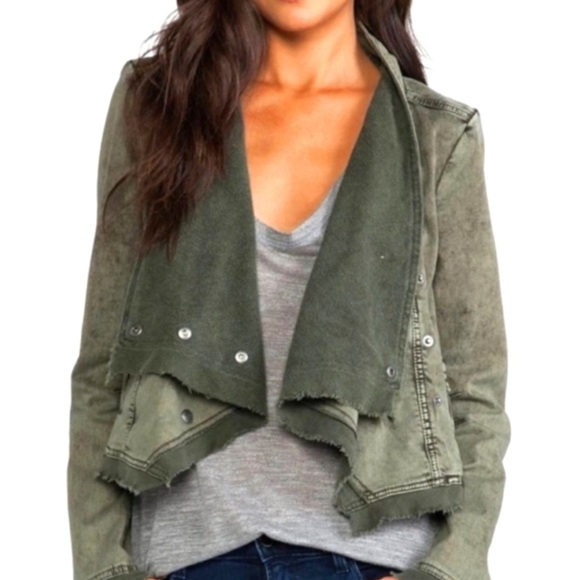 Free People Jackets & Blazers - ❤️ Free People Army Green Stretch Twill Moto Collapsing Front Jacket